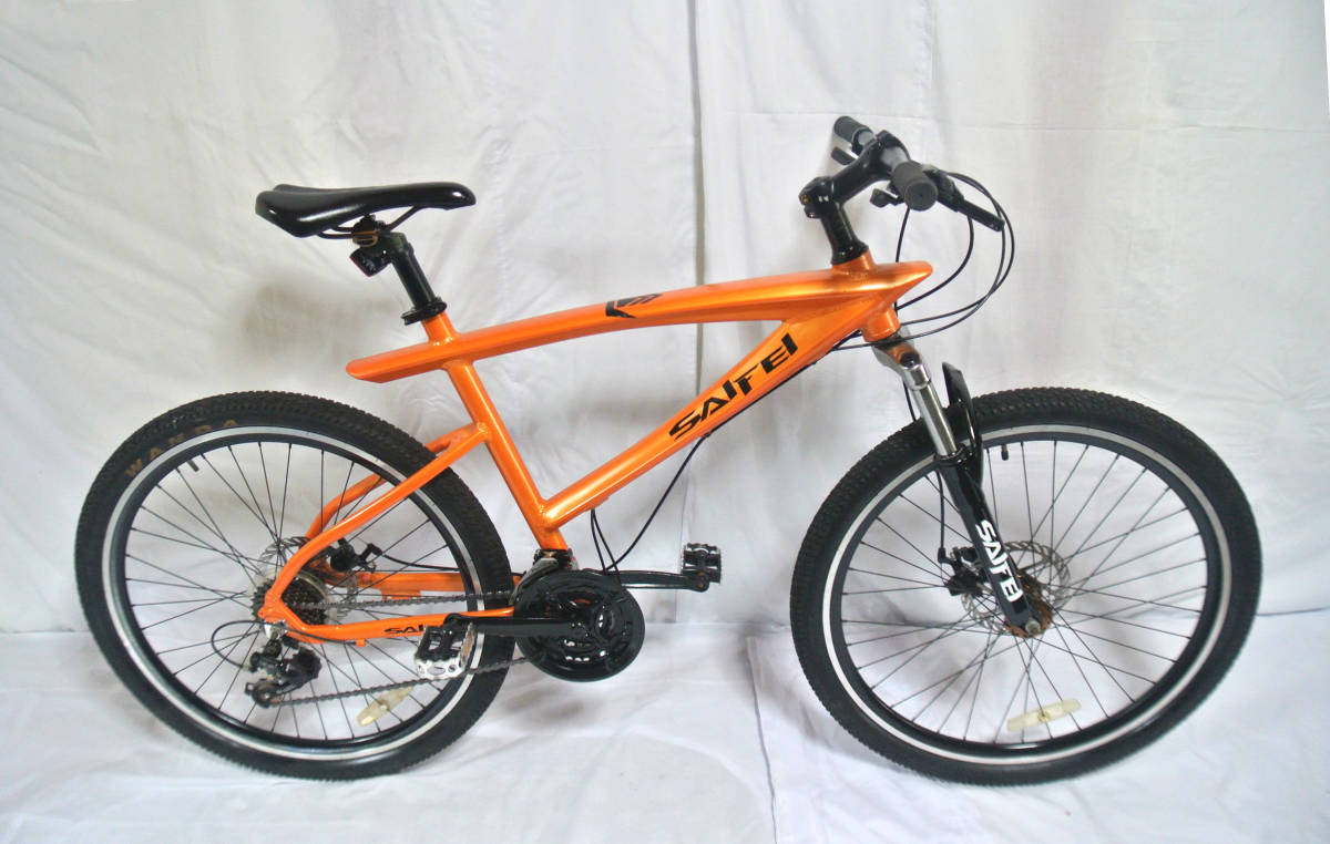 ☆ 1円～【SAIFEI】※ ディスク式 軽快MTB 21段 オレンジ色 中古自転車