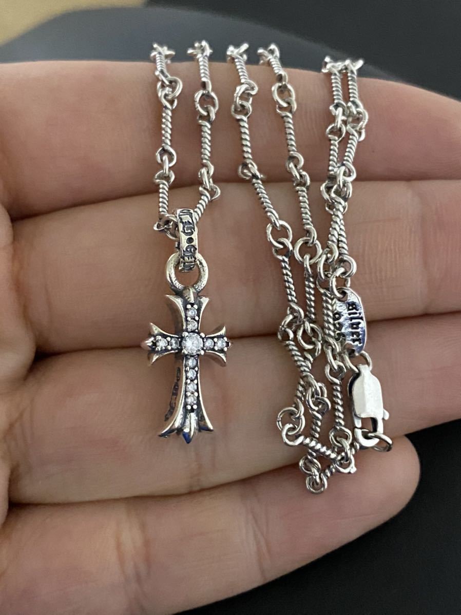 シルバー925 3連クロスネックレス ベイビーファットクロス ツイストチェーン シルバー925 3連 クロスネックレス ベイビーファット ダガーネックレス