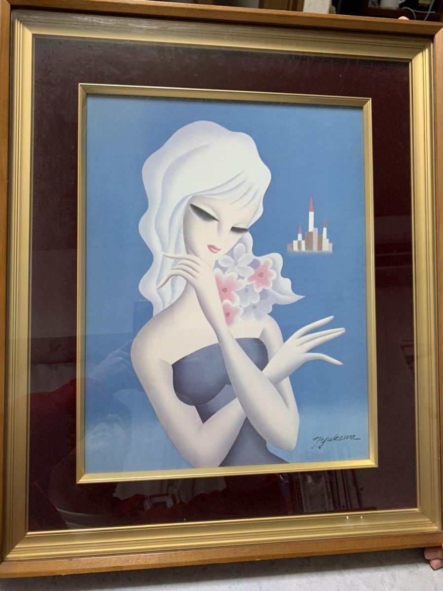 絵画 油絵 湯川 輝義 《青兒》F6 No.17 絵画