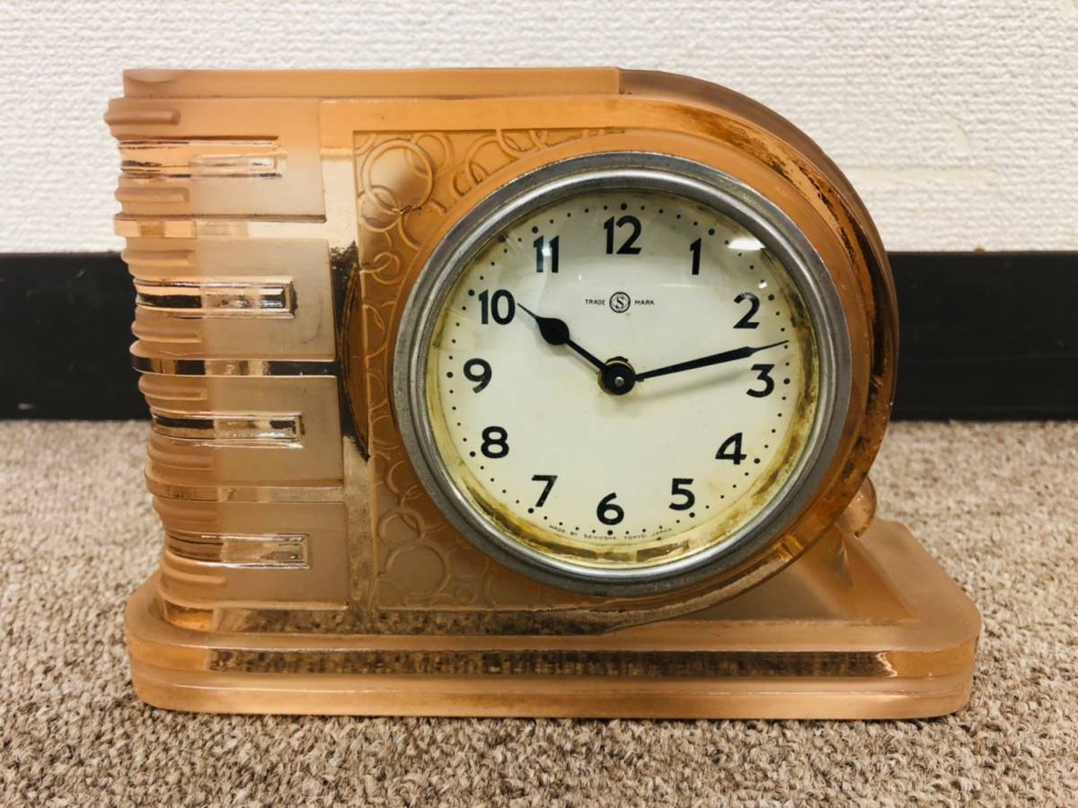 精工舎SEIKOSHAウランガラス？置時計