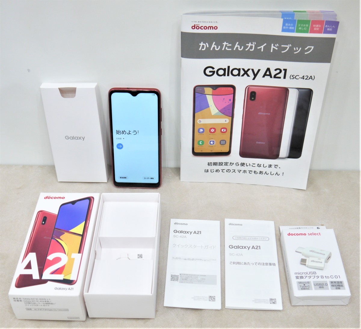 ☆【中古品】小田原店 (28-1) Galaxy A21 SC-42Aセット レッド Android