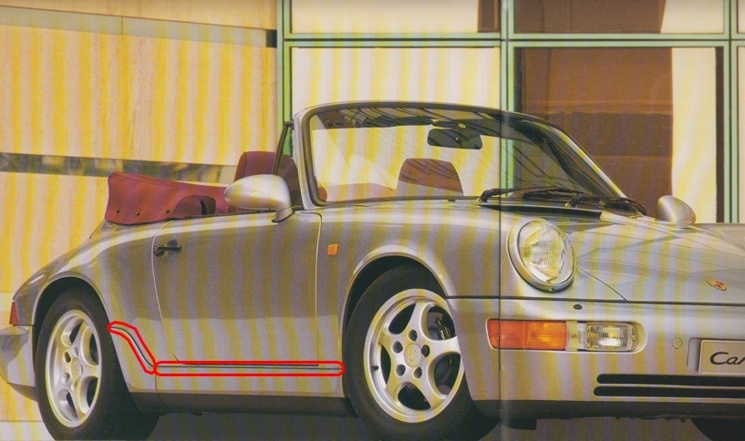 ポルシェ911 964型 カレラボディ用 ドアサイドシルトリム1台分 未使用 