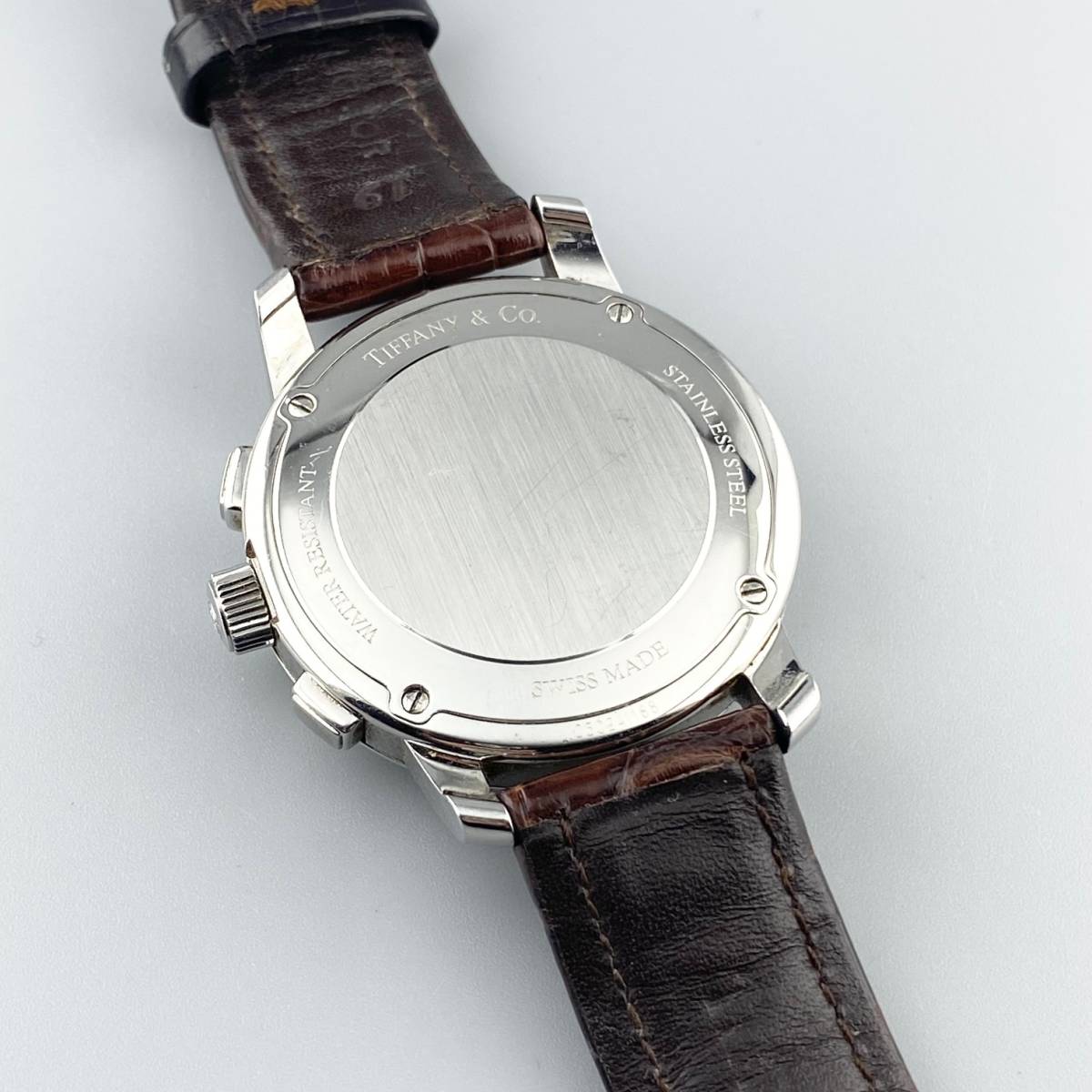 1円～ ティファニー Tiffany マーク クロノグラフ T-57 グレー文字 裏 