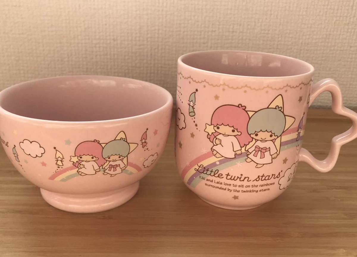 新作，HOT リトルツインスターズ キキララ お茶碗＆マグカップ２点セット 虹シリーズ(リトルツインスターズ)｜売買されたオークション情報、yahooの商品情報をアーカイブ公開 - オークファン リトルツインスターズ