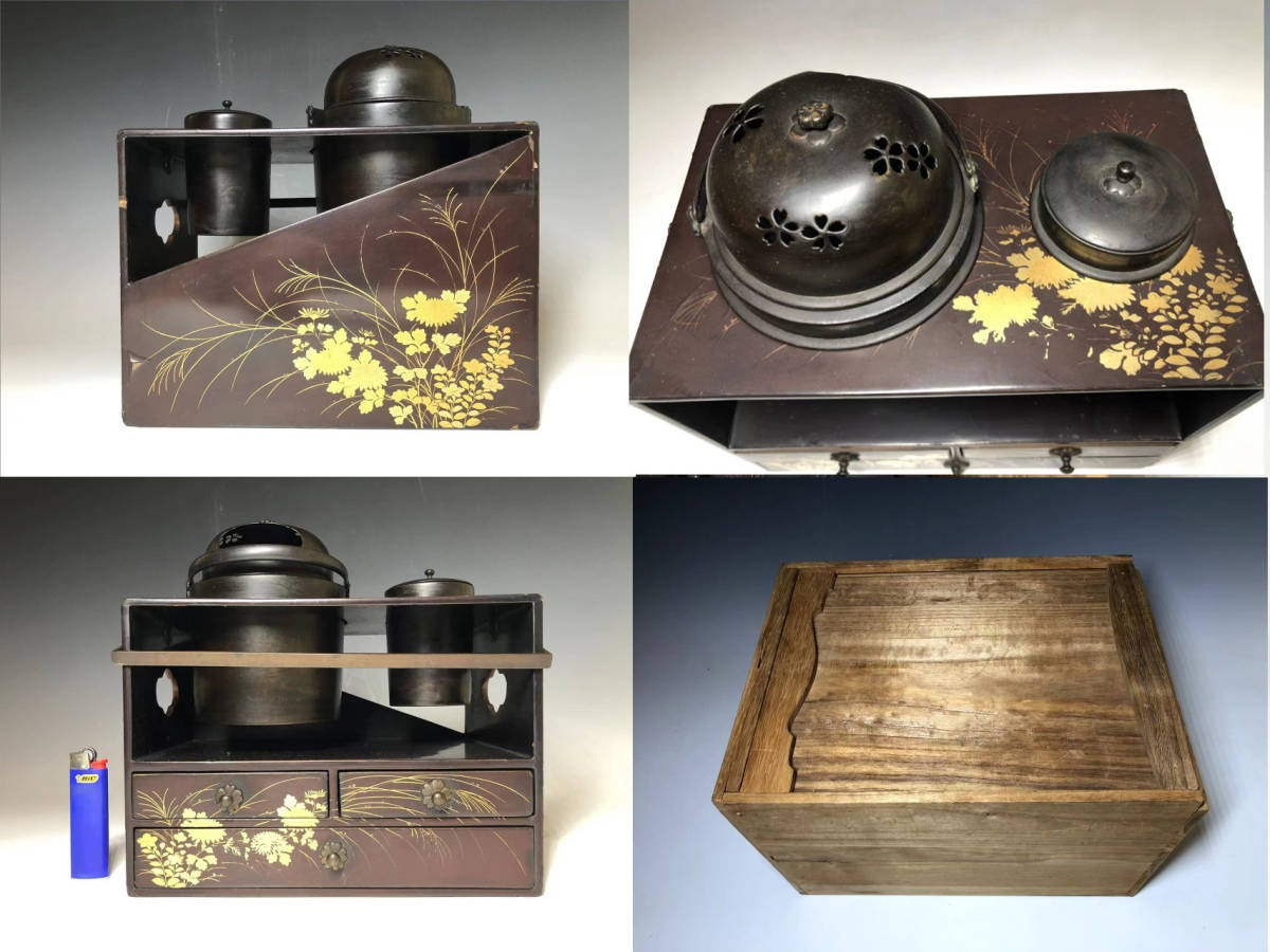 蒔絵 煙草盆 アンティーク | タバコ盆 木製桐花模様 中古品 30s BIG YANK