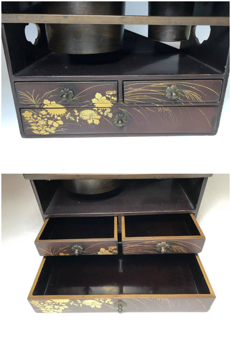 蒔絵 煙草盆 アンティーク | タバコ盆 木製桐花模様 中古品 30s BIG YANK