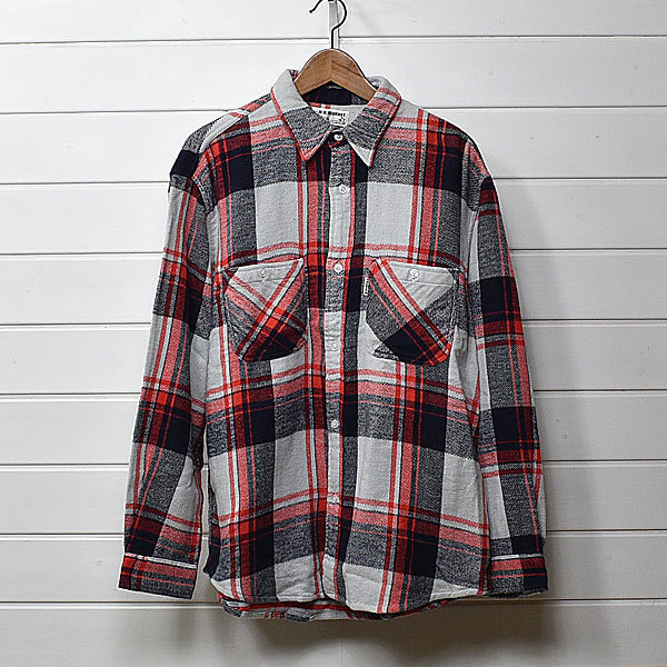 新品ハリウッドランチマーケット ホームスパン ブラッシュド インド ネル チェック ワークシャツ H.R.MARKET grey｜21k0460*A
