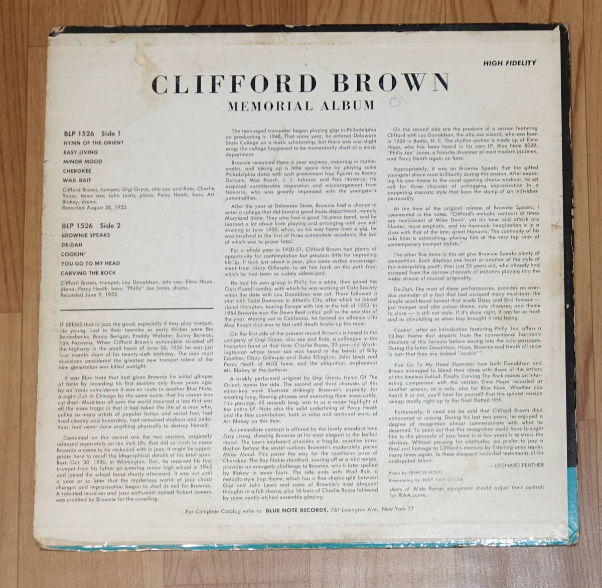 US BLUE NOTE BLP1526 オリジナル Memorial Album Clifford Brown
