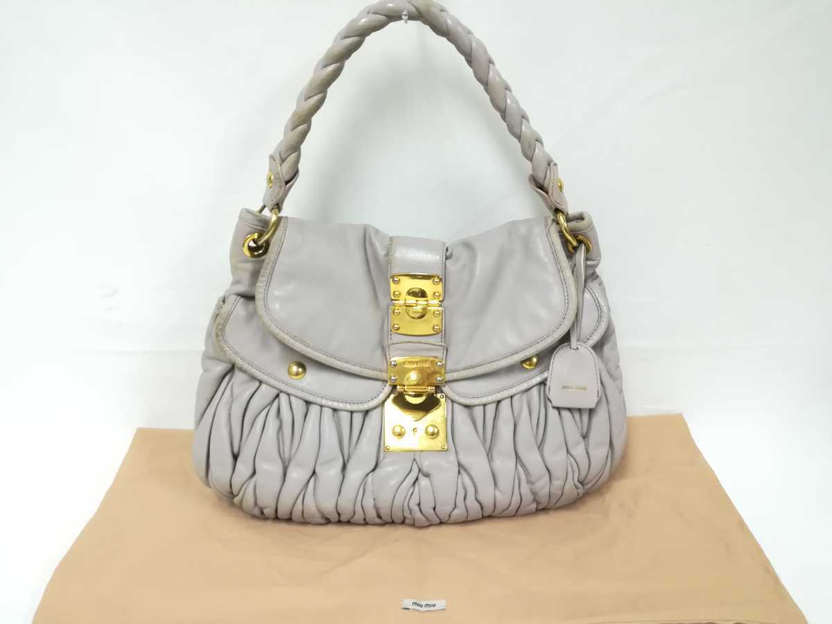 Miu ミュウ MIU ミュウミュウ ギャザー マテラッセ ショルダーバッグ ショルダー miumiu(ミュウミュウ) ギャザーバッグ - miumiu バッグ miu MIU(ミュウミュウ) 肩掛け