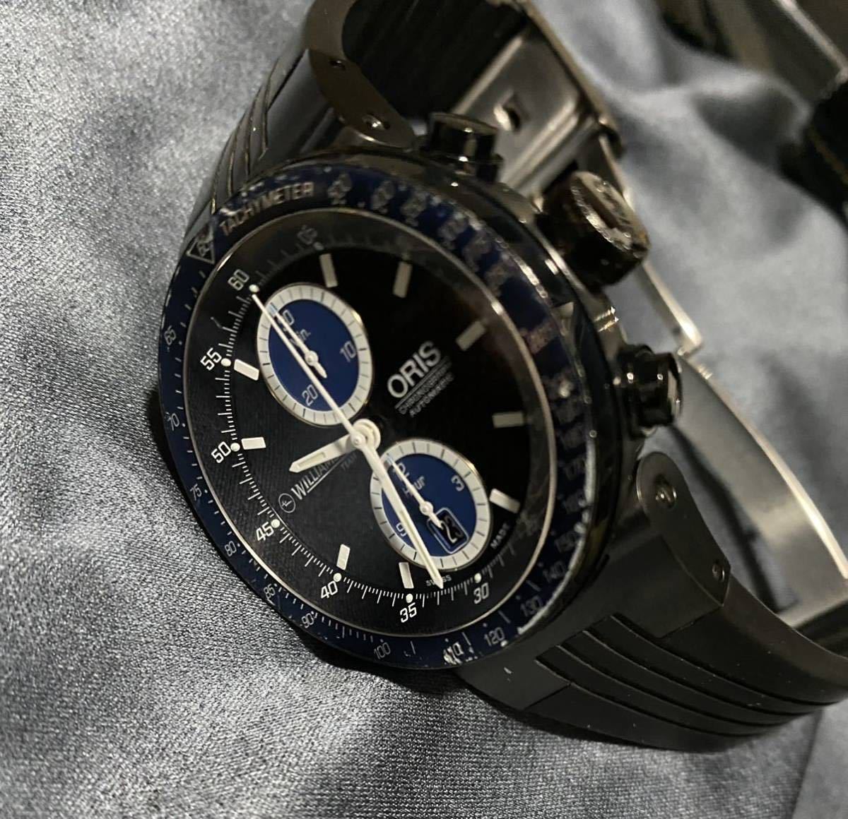ORIS オリス ウィリアムズ F1 クロノ 7563 SS デイト 裏スケ 自動巻き 