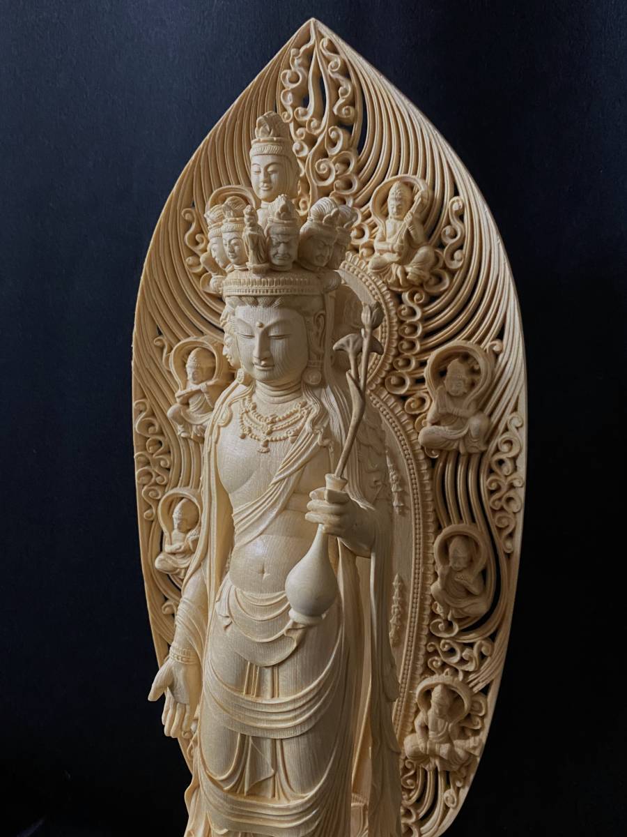 木彫仏像 仏教工芸品 総楠製 井波彫刻 高36cm仏教工芸品 極上