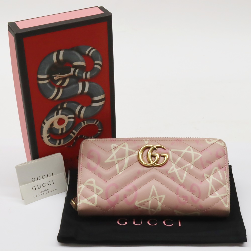 グッチ GUCCI GGマーモント 長財布 ラウンドファスナー ゴースト 