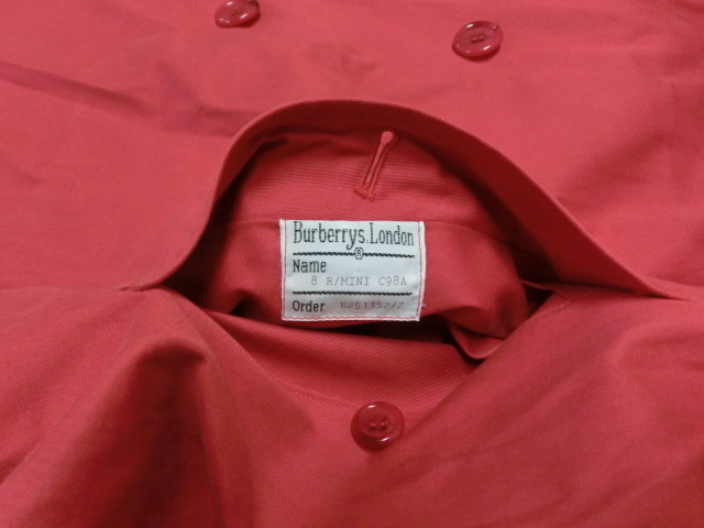 バーバリーズ Burberrys BURBERRY - a476 S 赤 比翼ボタン トレンチ