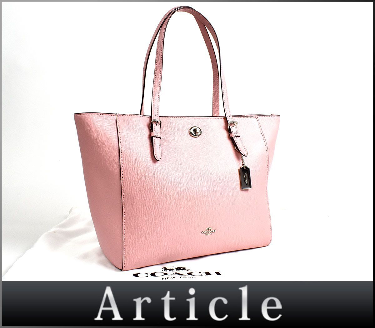 122412□美品 COACH コーチ ターンロック トートバッグ ショルダーバッグ 鞄 29086 レザー 革 ピンク レディース 保存袋付 通勤 通学 春/ B