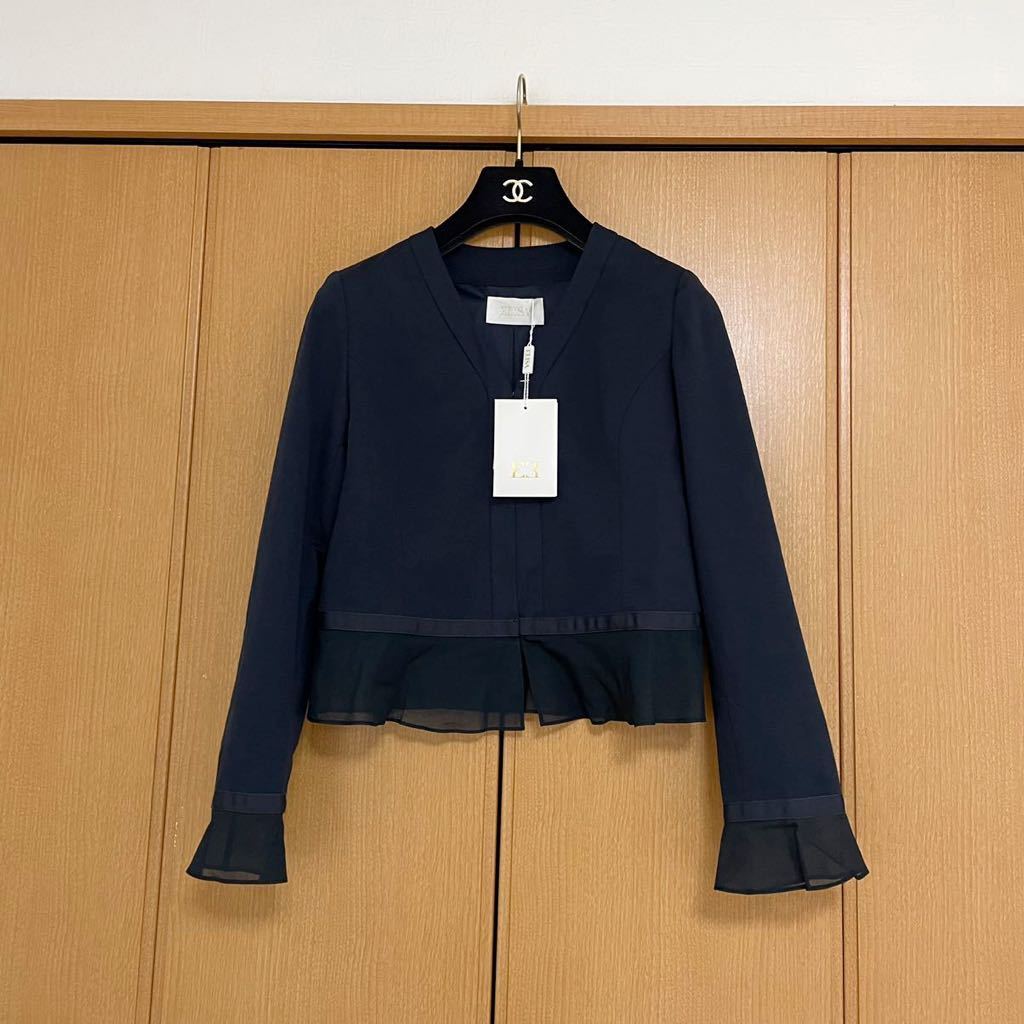 ノーカラージャケット エリザ ELISA 黒 新品タグ付き ツイード ジャケット