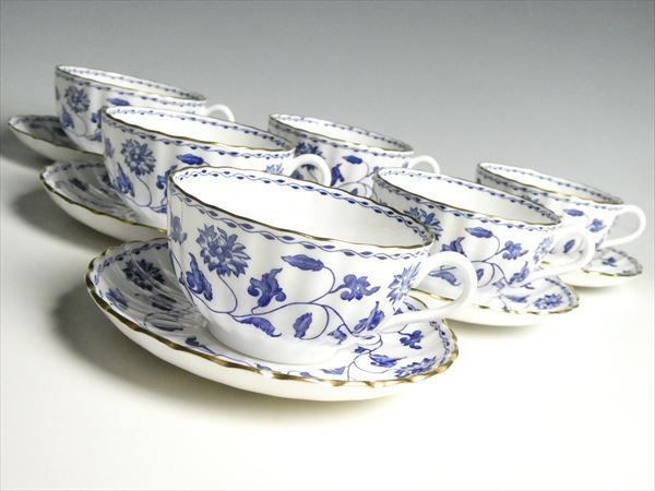 k373 Spode スポード ブルーコロネル カップ＆ソーサー 6客 難 