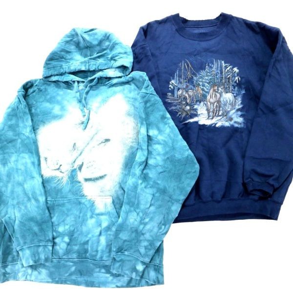 ◎アニマル スウェット 形MIX set 鷲 ライオン タイダイ 他 (M/L) 6枚 まとめ売り 古着卸 1円スタート 最落なしMG533 スウェット #ライオン 25秋冬セール50％OFF子供服 プリントスウェット2アイテムセット - 裏毛トレーナー