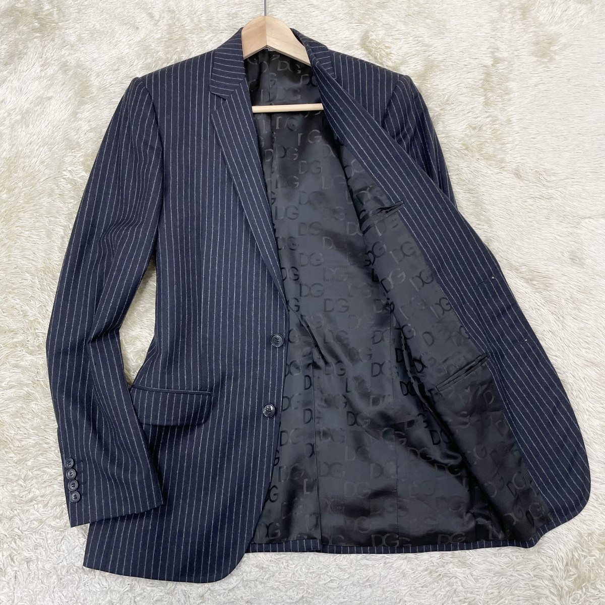 DOLCE&GABBANA】シックな高級感◎ウール100％ テーラードジャケット 紺 