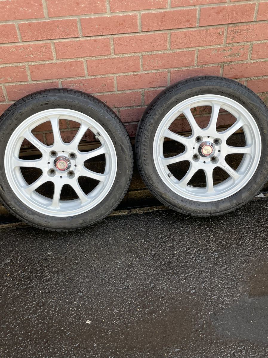 白いアルミホイールタイヤセット　１５インチ5J 165／55r15 15インチ 165&frasl;55R15 +45 タイヤセット アルミホイル 軽自動車全般