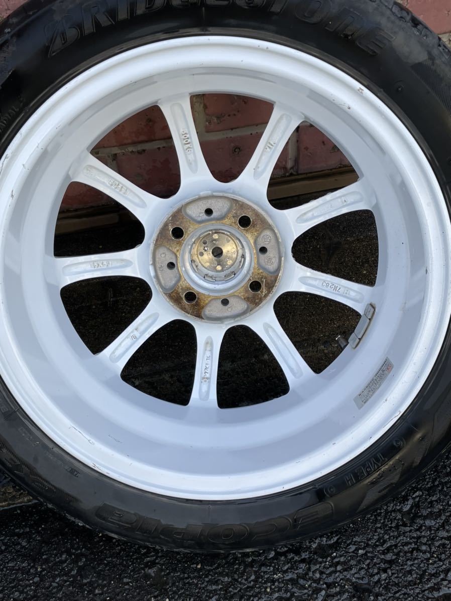 白いアルミホイールタイヤセット　１５インチ5J 165／55r15 15インチ 165&frasl;55R15 +45 タイヤセット アルミホイル 軽自動車全般