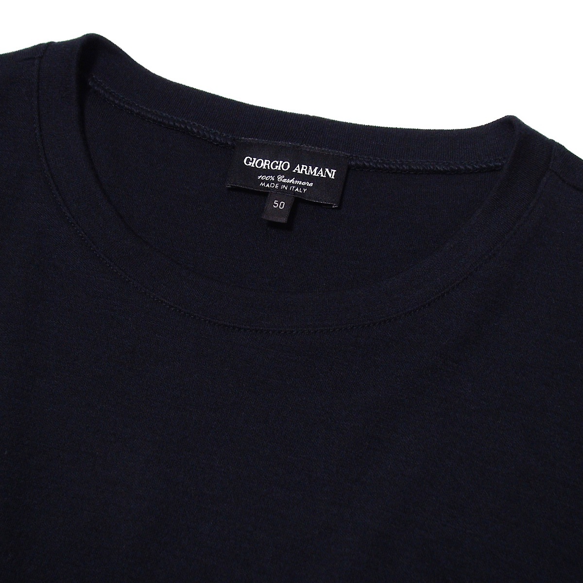 お得，新作 最高にラグジュアリーなカシミヤTシャツ クルーネック 濃紺/ダークネイビー サイズ50/M L程度 GIORGIO ARMANI/ジョルジオ アルマーニ(半袖Tシャツ)｜売買されたオークション情報、yahooの商品情報 男性用