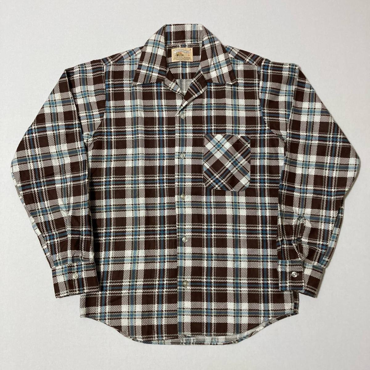 ほぼデッドストック] NORTHWAY 80s USA製 50% コットン プリント ネル 