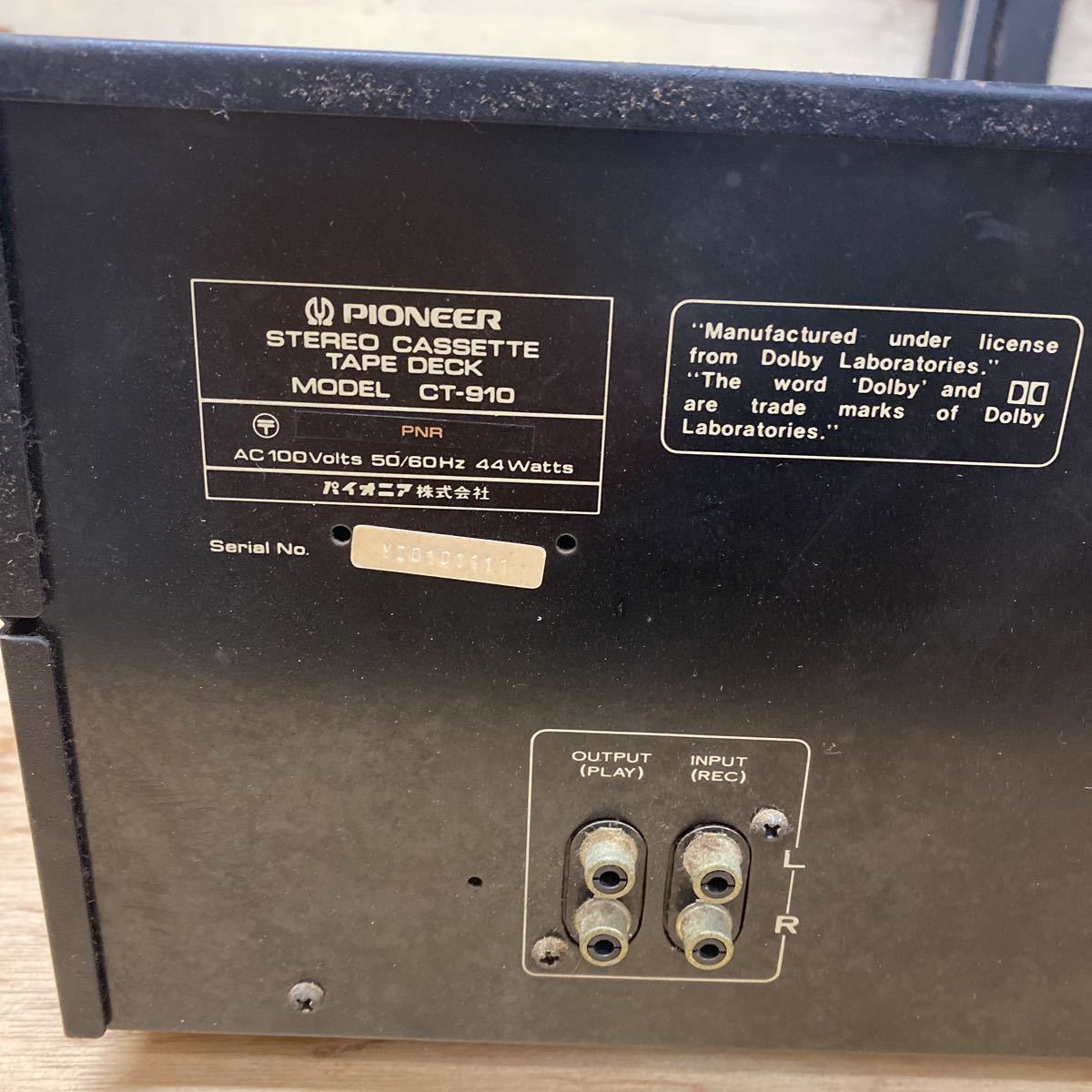 G-3】 Pioneer CT-910 カセットデッキ カセット再生不可 パイオニア