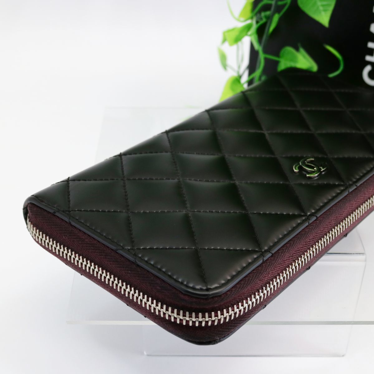 1円】シャネル CHANEL マトラッセ ラウンドファスナー エナメル ココ 