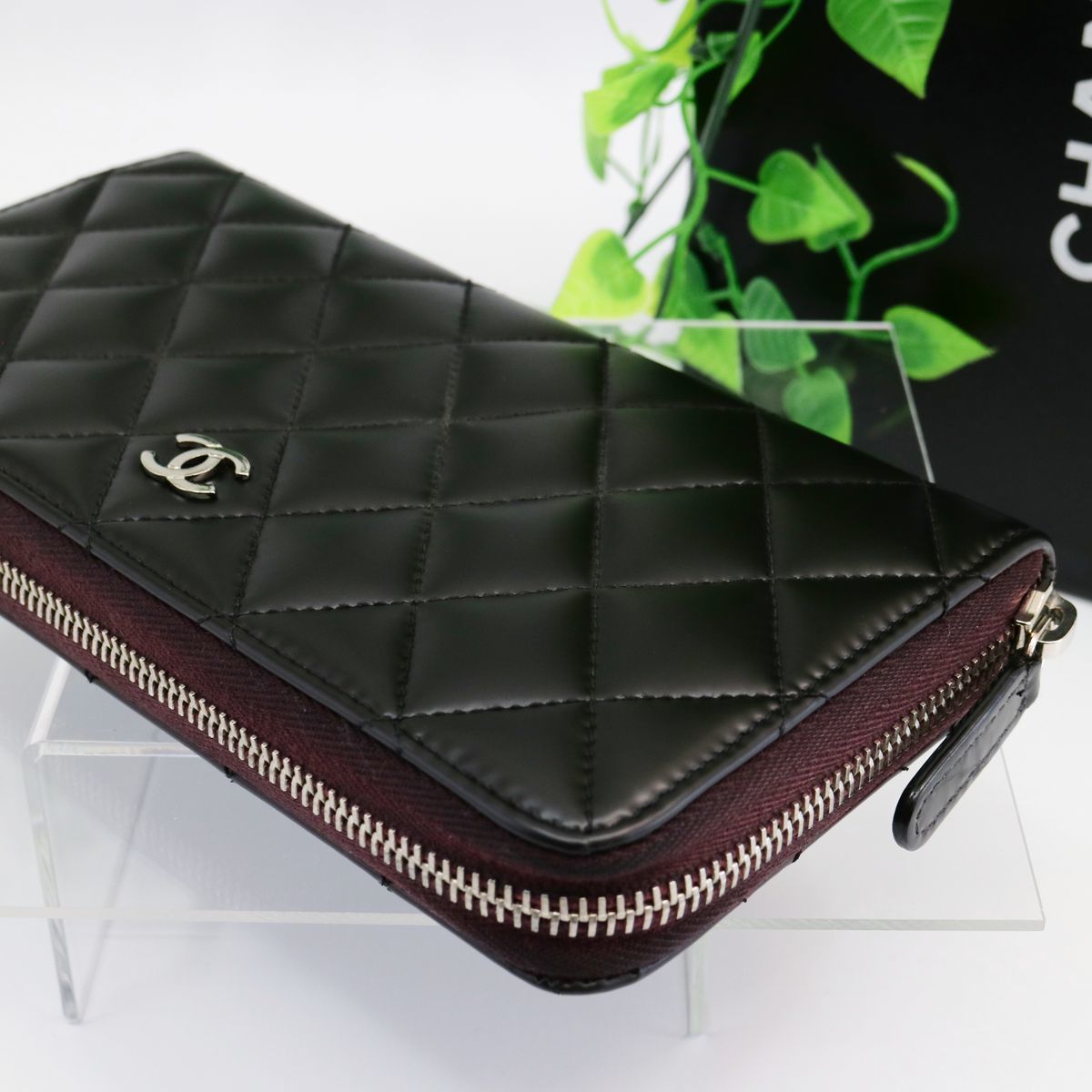 1円】シャネル CHANEL マトラッセ ラウンドファスナー エナメル ココ 