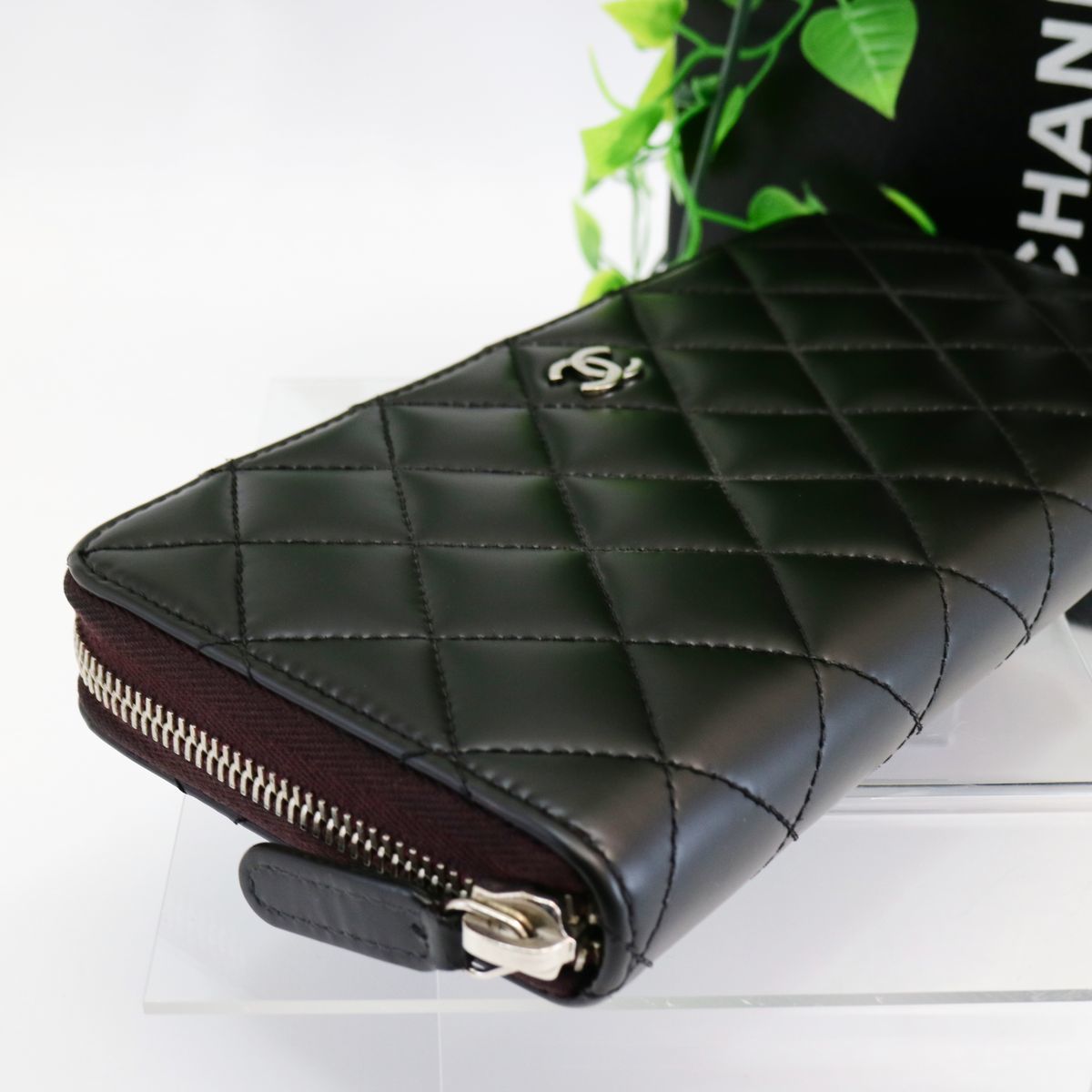 1円】シャネル CHANEL マトラッセ ラウンドファスナー エナメル ココ 