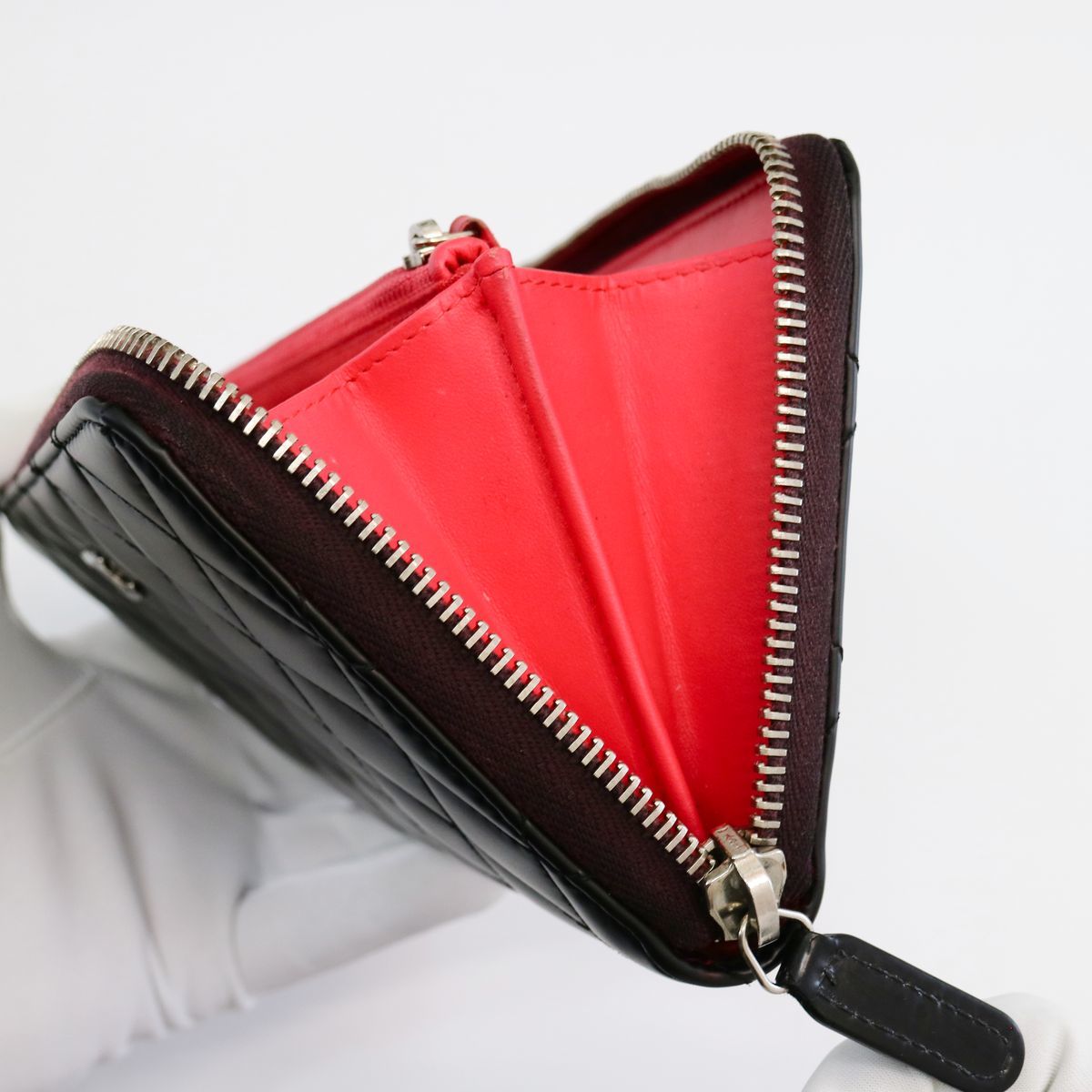 1円】シャネル CHANEL マトラッセ ラウンドファスナー エナメル ココ 