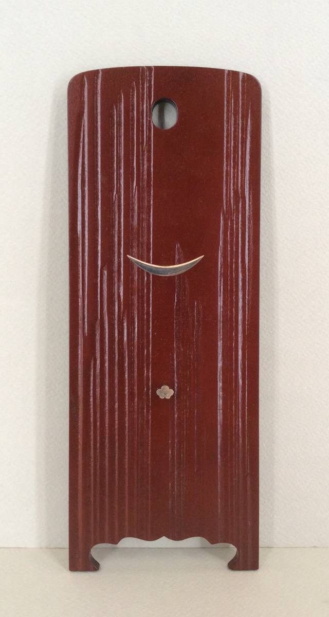 【真作】《漆芸》南鐐金具 平安蒼雲　塗師・前端雅峯 共箱　扇子掛？ 壁掛け