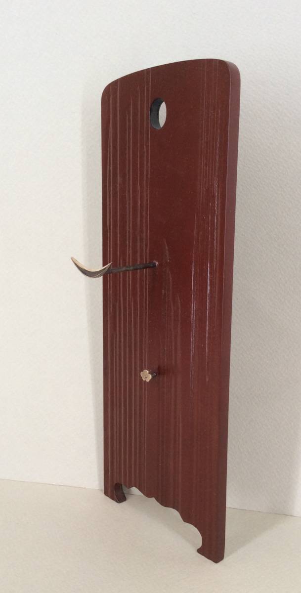 【真作】《漆芸》南鐐金具 平安蒼雲　塗師・前端雅峯 共箱　扇子掛？ 壁掛け