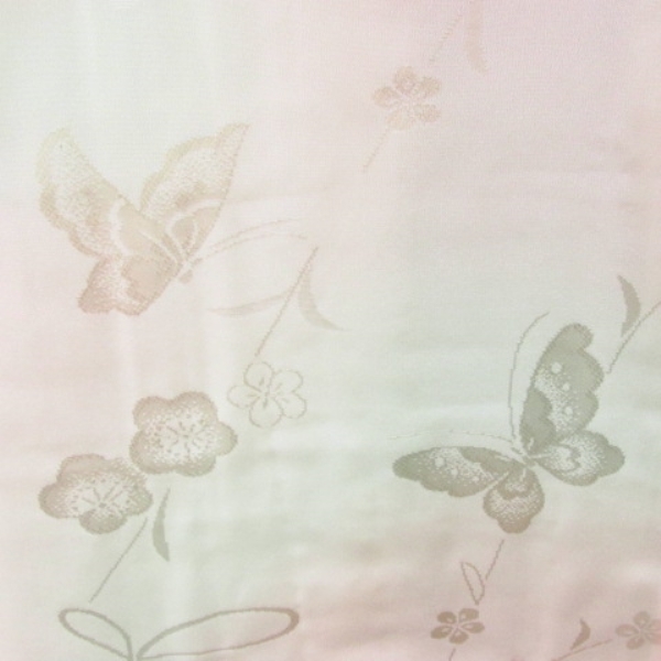 ☆着物10☆ 1円 絹 長襦袢 振袖用 鈴 扇子 舞蝶 枝梅 ぼかし 刺繍半衿  