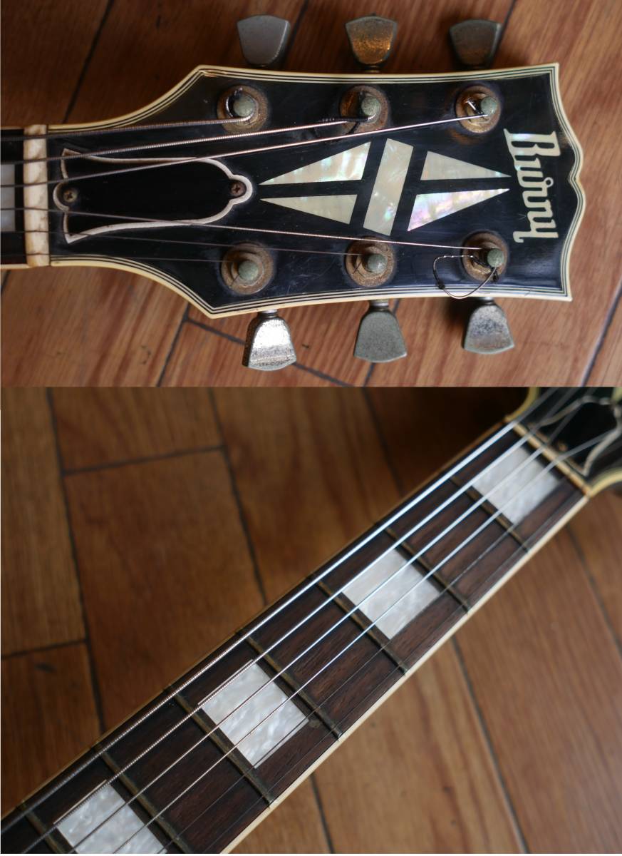 ◇Burny レスポールタイプ エレキギター EMG搭載 ブラック 難有り