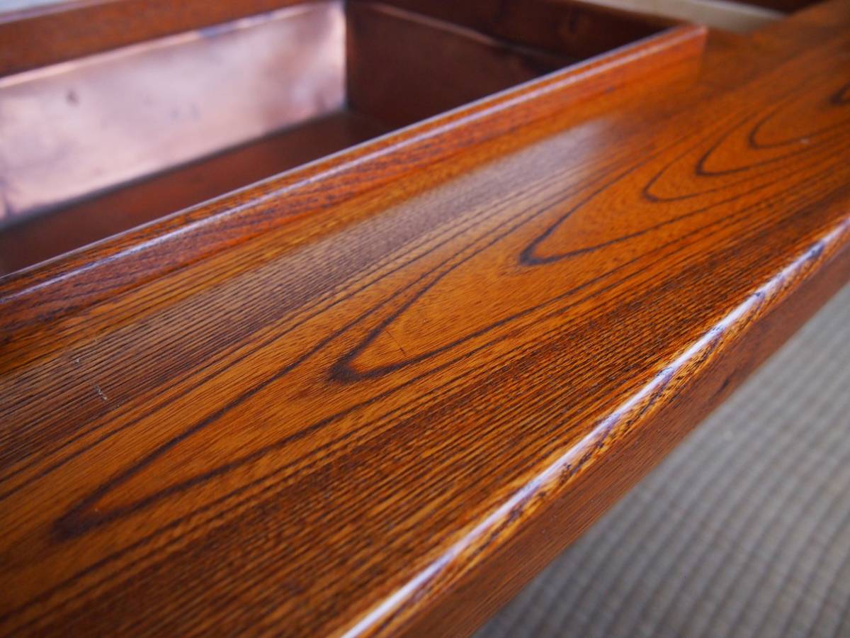 欅 けやき ケヤキ 無垢材 火鉢 囲炉裏 いろり 炉縁 和室 畳 座卓 テーブル