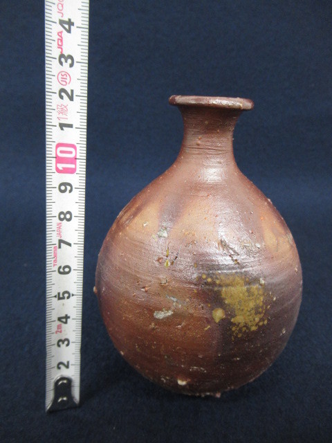 J8317 藤原啓/人間国宝「備前焼 徳利」刻銘/箱書 栞/共布/共箱 芸術