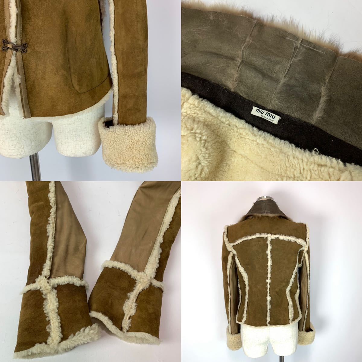 i60 miumiu ミュウミュウ リバーシブル レザージャケット ムートン  