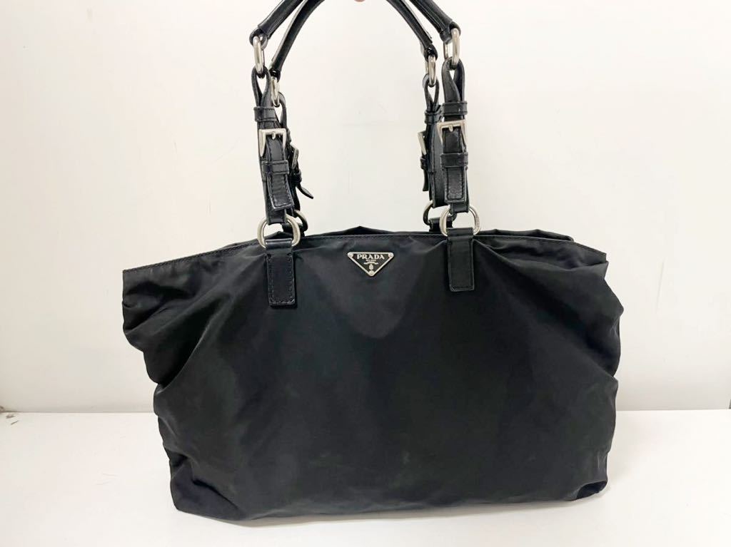 ジャンク イタリア製 PRADA プラダ トートバッグ ハンドバッグ ナイロン ブラック！