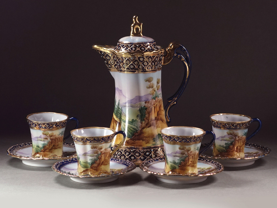 オールドノリタケの美しい陶磁器、手描きのお花が美しいアンティーク