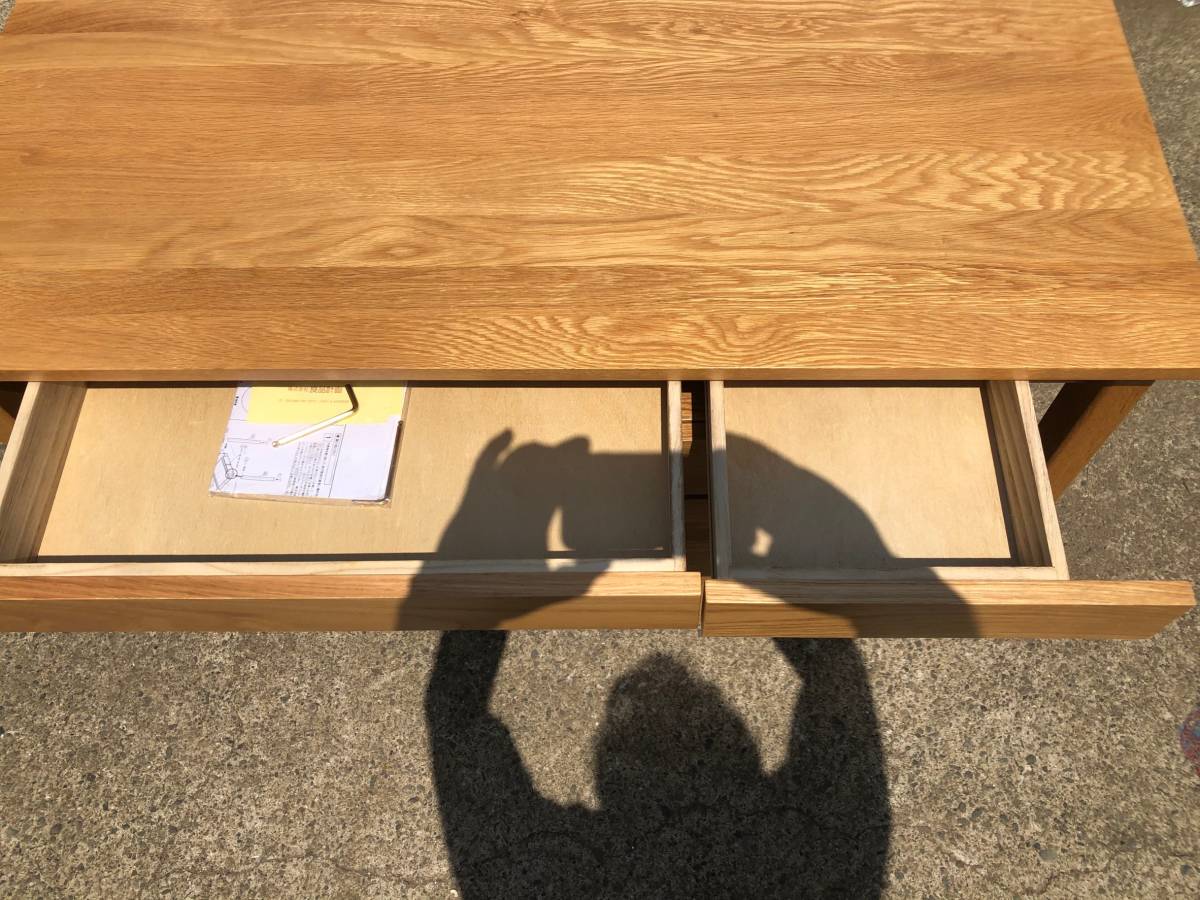 No362】無印良品 無垢材デスク(引出付)・オーク材 キャビネット付