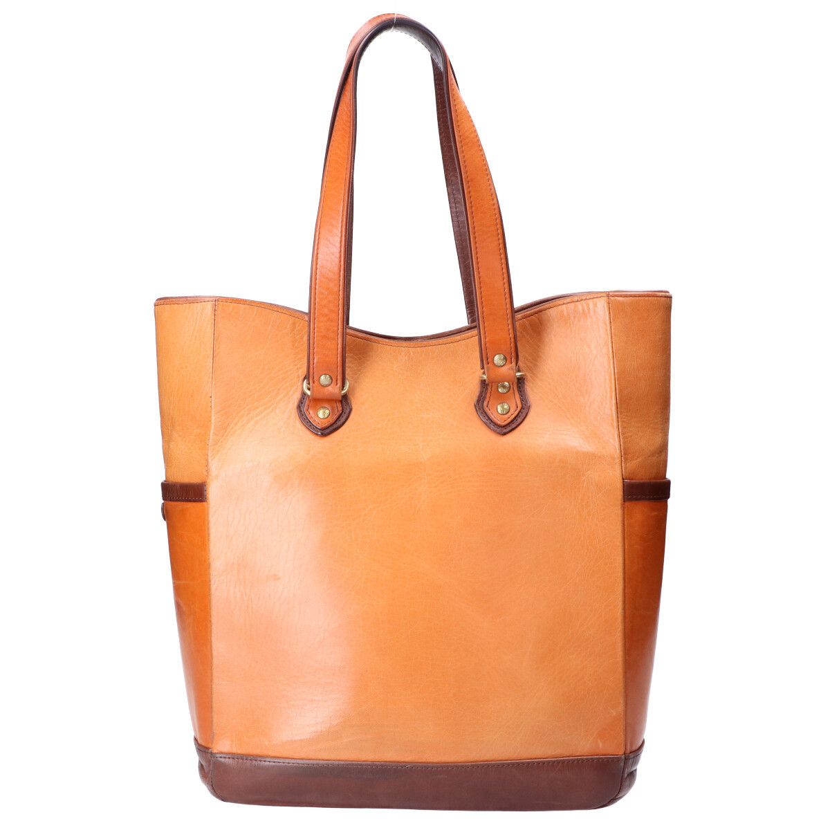【1円】THE FLAT HEAD ザ・フラットヘッド ツートーンレザー トートバッグ ブラウン/ダークブラウン メンズ FLAT THE HEAD DOUBLE レザーブレスレット FN-WLN1-4S
