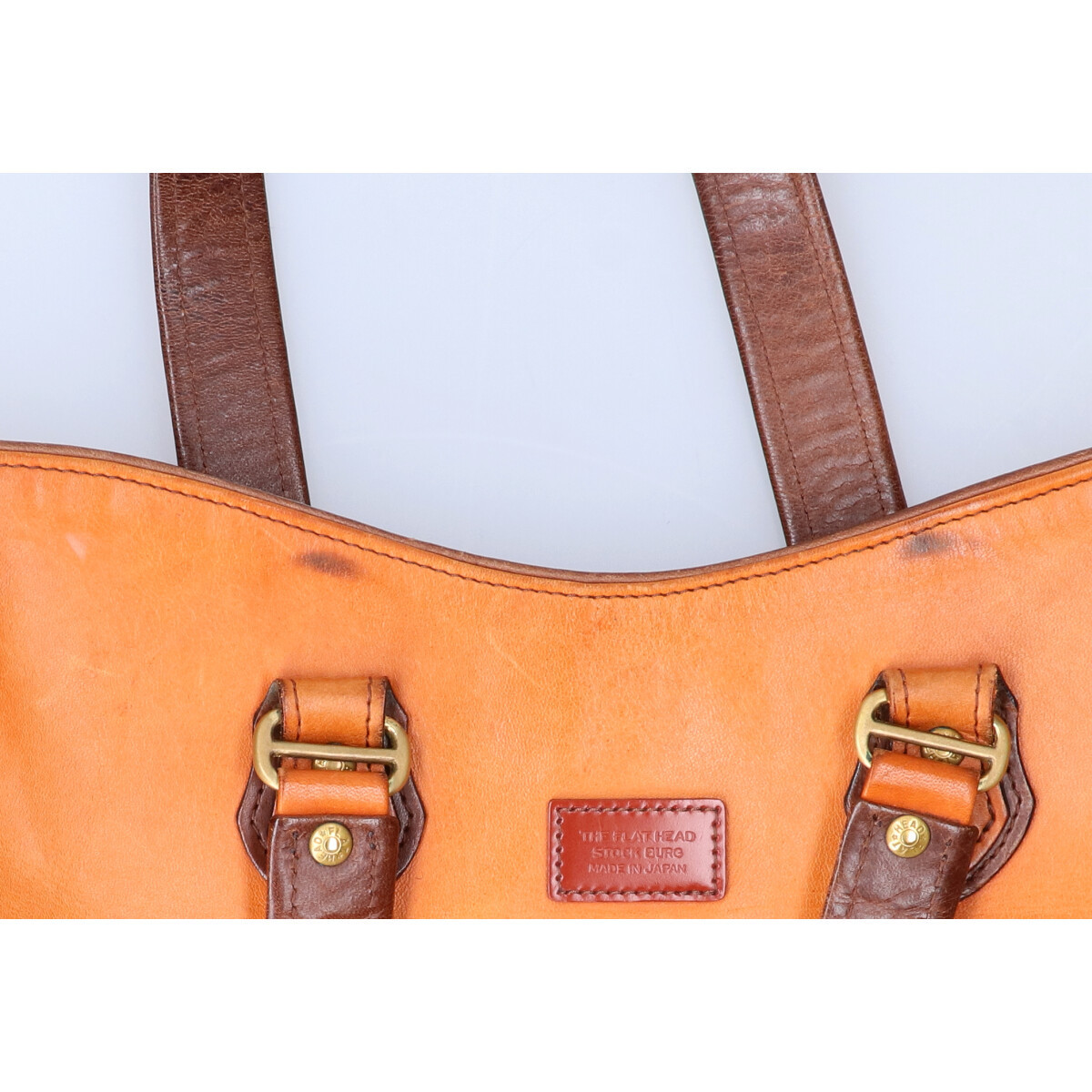 【1円】THE FLAT HEAD ザ・フラットヘッド ツートーンレザー トートバッグ ブラウン/ダークブラウン メンズ FLAT THE HEAD DOUBLE レザーブレスレット FN-WLN1-4S