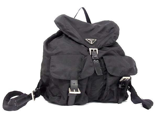 1円 PRADA プラダ テスートナイロン×レザー 巾着型 リュックサック