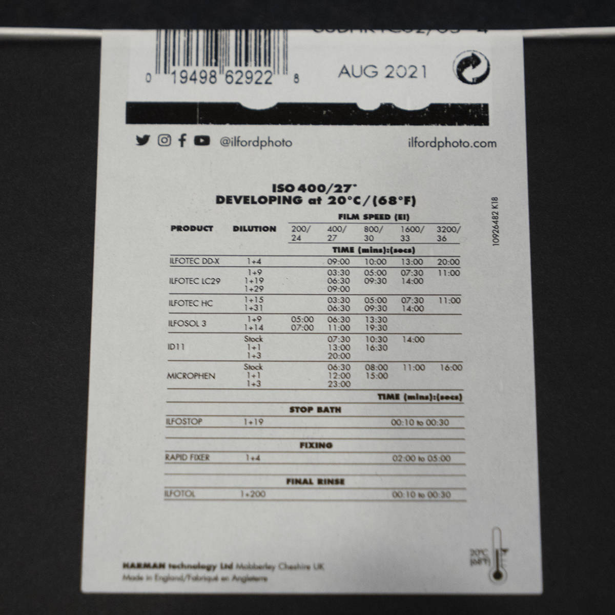 Ilford Hp5 Plus 400 8x10 25枚入り 期限切れ 21年8月 Aug 21 フィルム 売買されたオークション情報 Yahooの商品情報をアーカイブ公開 オークファン Aucfan Com