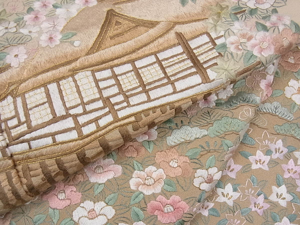 花美人着物 豪華色留袖 総刺繍 風景花文 暈し染め 金糸 さが美