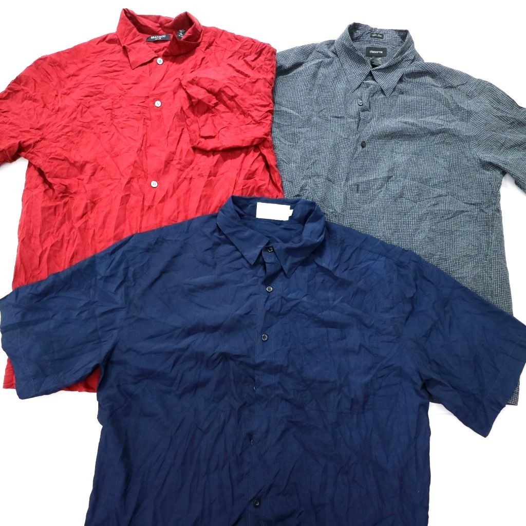 ◎100%シルク 半袖シャツ set 古着屋系 夏服 他 (メンズM/L) 10枚 