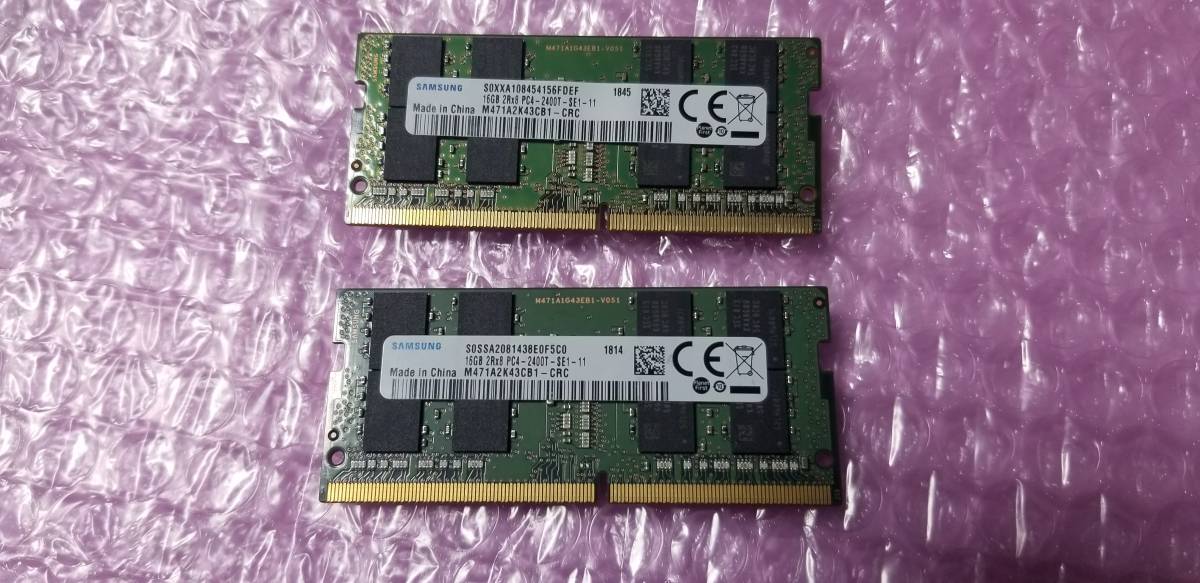 即決 SAMSUNG製 16GB×2枚 計32GB DDR4 PC4-19200 DDR4-2400 260pin 送料