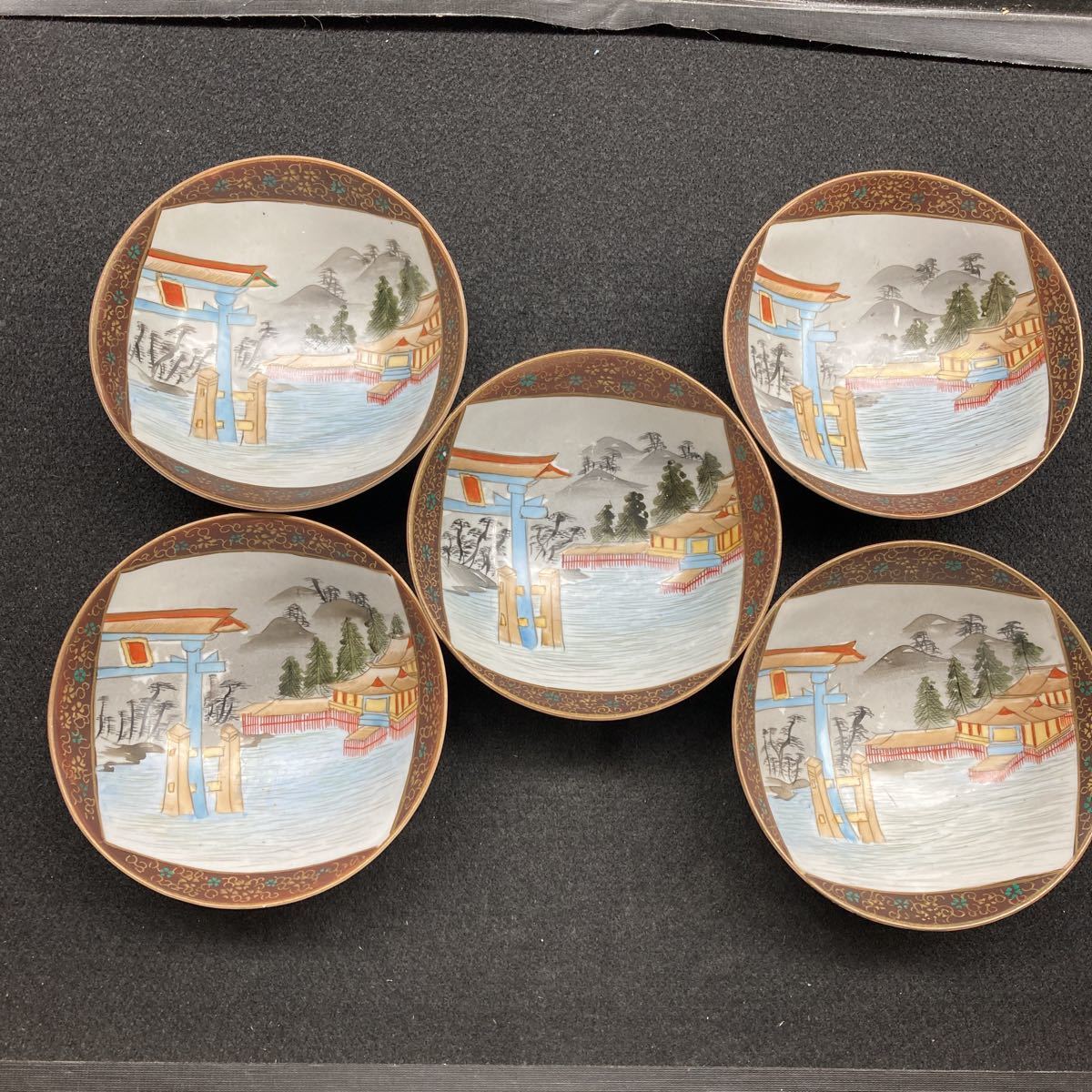 九谷焼 時代絵 : 酒器 組盃(5個セット) 陶器 高級 和食器 伝統工芸