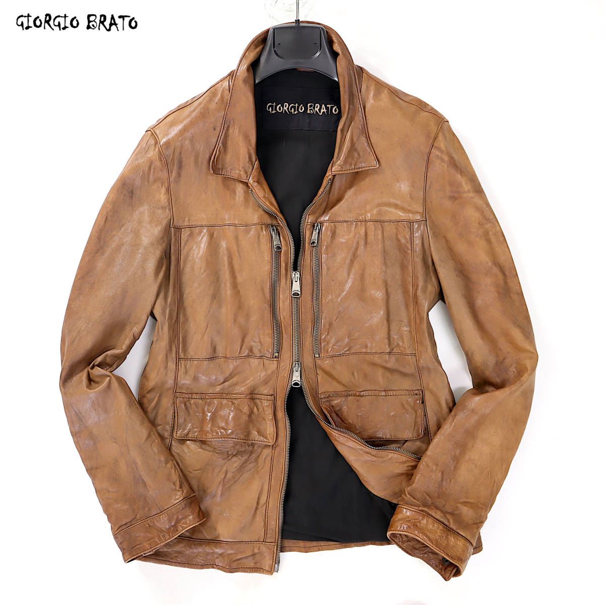 2-DD233 ジョルジオブラット ブラウンレザージャケット(ジャケット、上